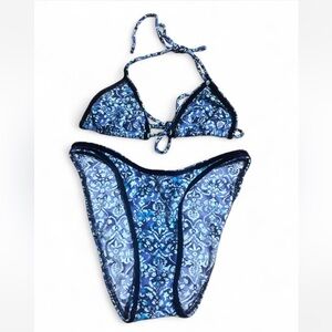 Blue Patterned Bikini Set
